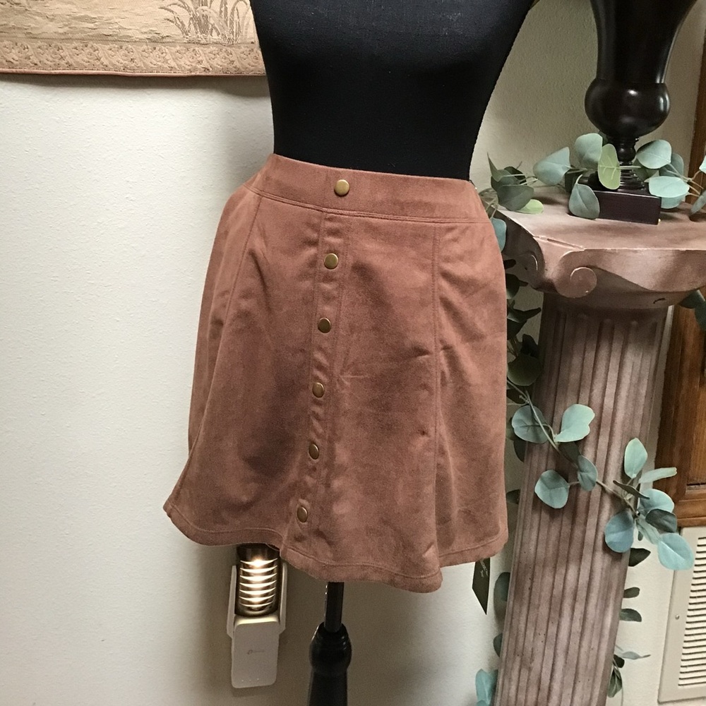 HALARA Brown Button-Up Mini Skirt